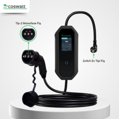 Coswatt Taşınabilir Şarj Cihazı 3.5 kW / 16A / Tip-2 / Ev Tipi Schuko Fiş / 5m Kablolu / 220V AC / Taşıma Çantası Hediyeli