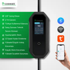 Coswatt Taşınabilir Şarj Cihazı 3.5 kW / 16A / Tip-2 / Ev Tipi Schuko Fiş / 5m Kablolu / 220V AC / Taşıma Çantası Hediyeli