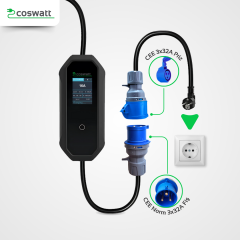 Coswatt Taşınabilir Şarj Cihazı 7 kW / 32A / Tip-2 / 3x32A Fiş / 5m Kablolu / 220V AC / Ev Tipi Dönüştürücü Kablo ve Taşıma Çantası Hediyeli