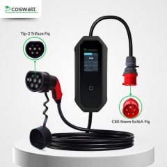 Coswatt Taşınabilir Şarj Cihazı 11 kW / 3P-16A / Tip-2 / 5x16A Fiş / 5m Kablolu / 380V AC / Ev Tipi Dönüştürücü Kablo ve Taşıma Çantası Hediyeli