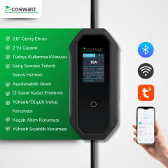 Coswatt Taşınabilir Şarj Cihazı 11 kW / 3P-16A / Tip-2 / 5x16A Fiş / 5m Kablolu / 380V AC / Ev Tipi Dönüştürücü Kablo ve Taşıma Çantası Hediyeli